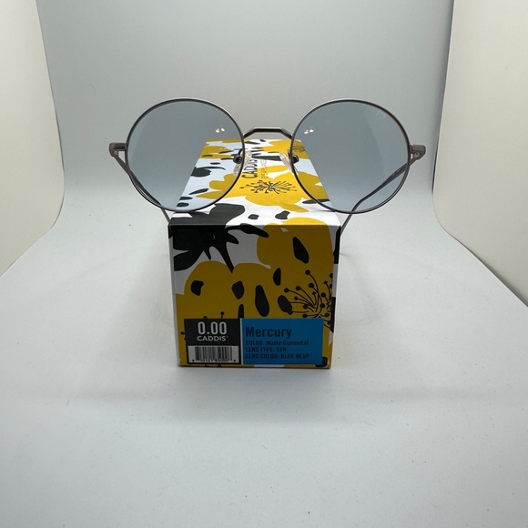 NWT Caddis Readers - Mercury in Matte Gunmetal Blue Tint Lens 0.0x magnification - Picture 3 of 9